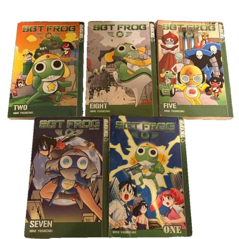 SGT Frog Manga Lot of 5 Volumes 1,2,5,7,8 Mine Yoshizaki Tokypop